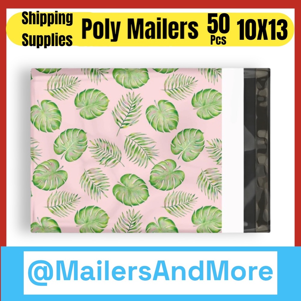 50 10X13 Poly Mailers Palm Leaves, Shipping Envelopes PRICE IS FIRM - Picture 2 of 12